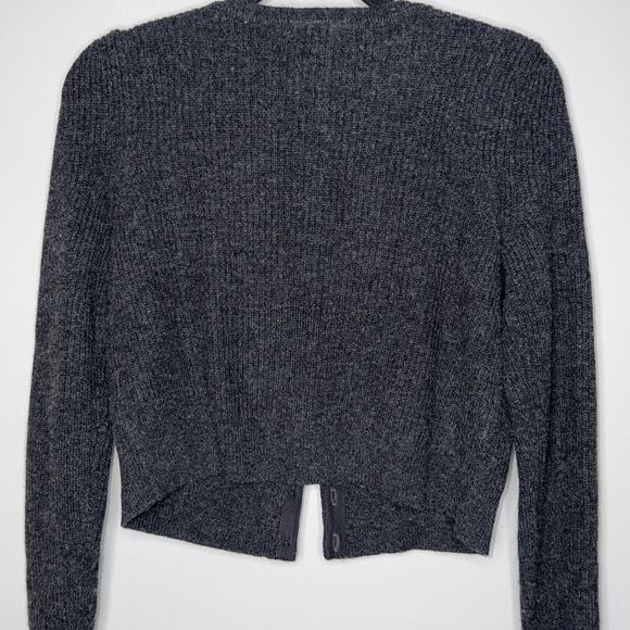Boden Fireworks Cardigan Womens Medium Dark Gray Beaded Wool Alpaca Ribbed Crop - Picture 3 of 7